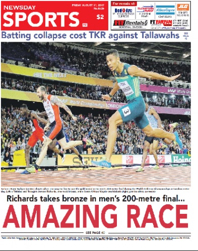 Jereem Richards cops bronze in men&rsquo;s 200m