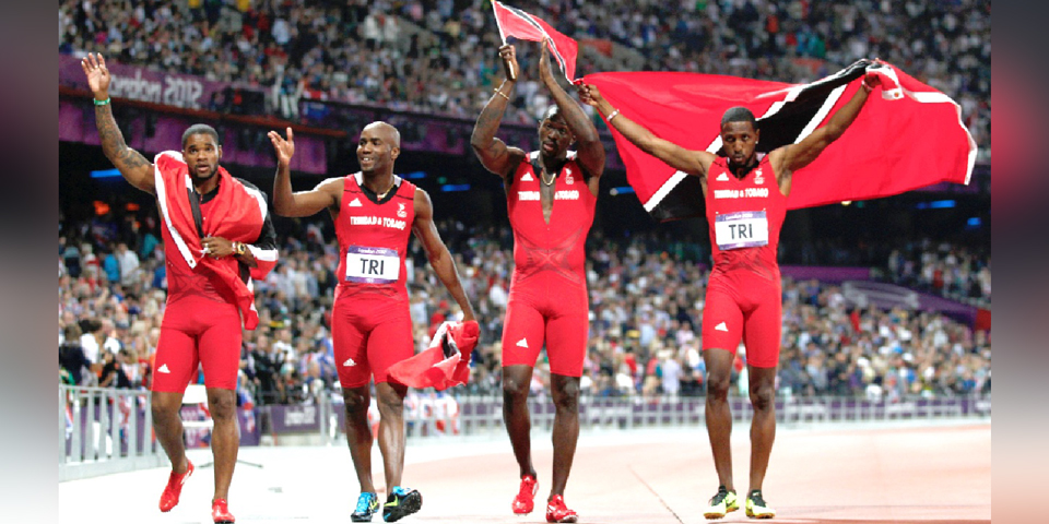 Trinidad and Tobago's Keston Bledman Emmanuel Callender Marc Burns Richard Thompson Bronze 4x100 Olympics London 2012